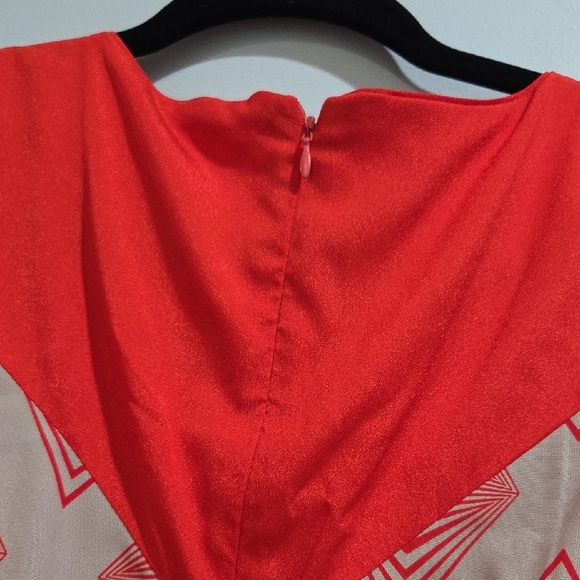 Esley By Anthropology Orange and Cream Patterned Mini Dress Sz L New With Tag - Picture 4 of 9